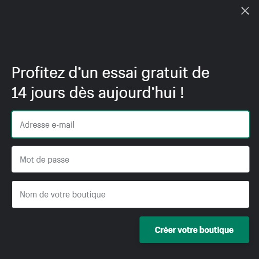 essai gratuit de Shopify pendant 14 jours